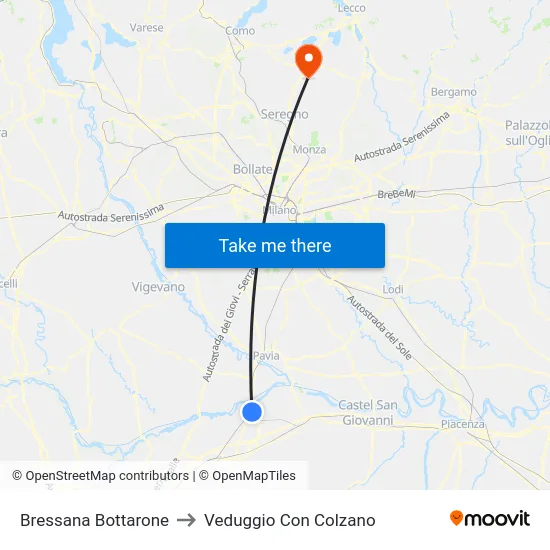 Bressana Bottarone to Veduggio Con Colzano map