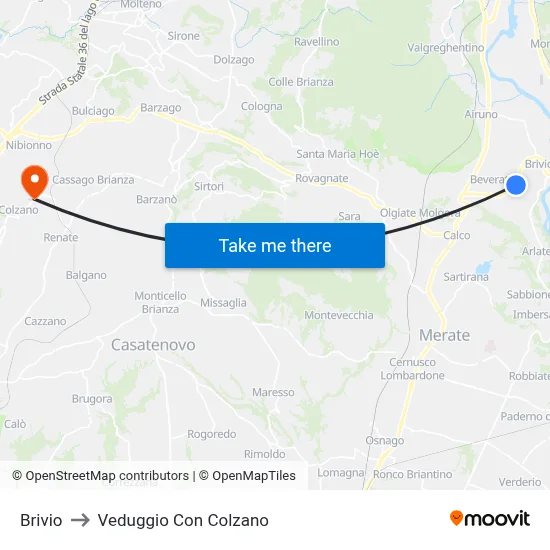 Brivio to Veduggio Con Colzano map