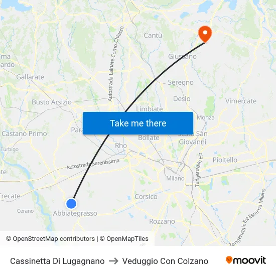 Cassinetta Di Lugagnano to Veduggio Con Colzano map