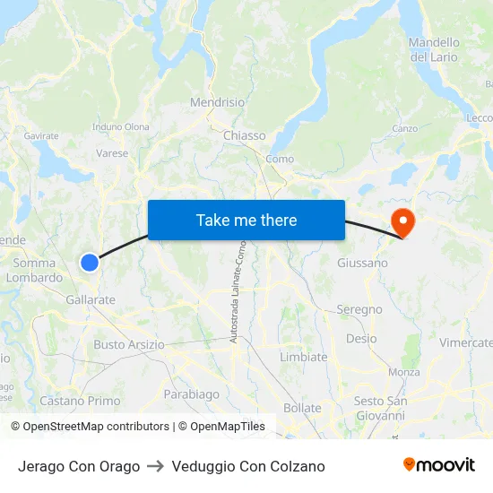 Jerago con Orago to Veduggio con Colzano map