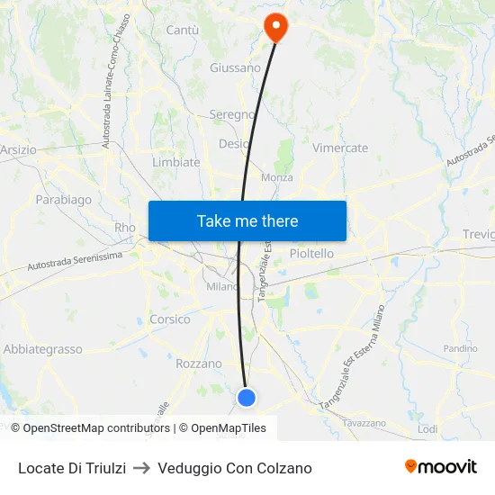 Locate Di Triulzi to Veduggio Con Colzano map