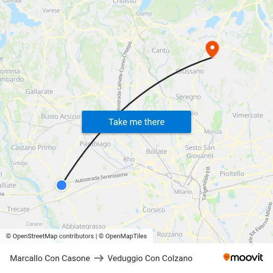 Marcallo con Casone to Veduggio con Colzano map