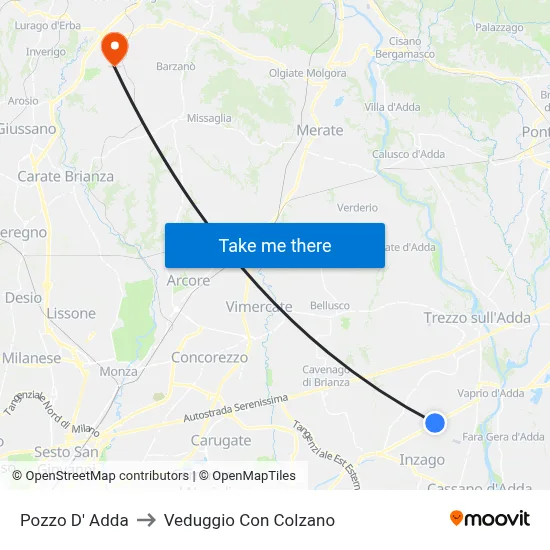 Pozzo D' Adda to Veduggio Con Colzano map