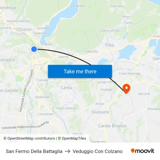 San Fermo Della Battaglia to Veduggio Con Colzano map