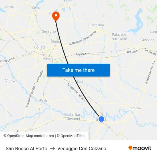 San Rocco Al Porto to Veduggio Con Colzano map