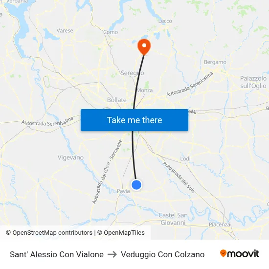 Sant' Alessio Con Vialone to Veduggio Con Colzano map
