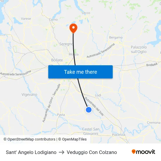 Sant' Angelo Lodigiano to Veduggio Con Colzano map