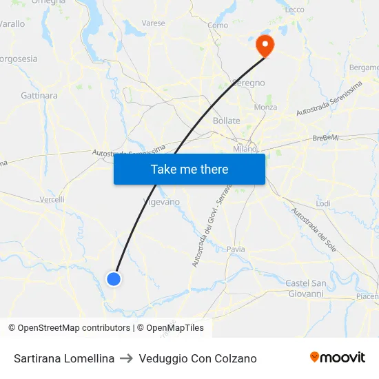 Sartirana Lomellina to Veduggio Con Colzano map
