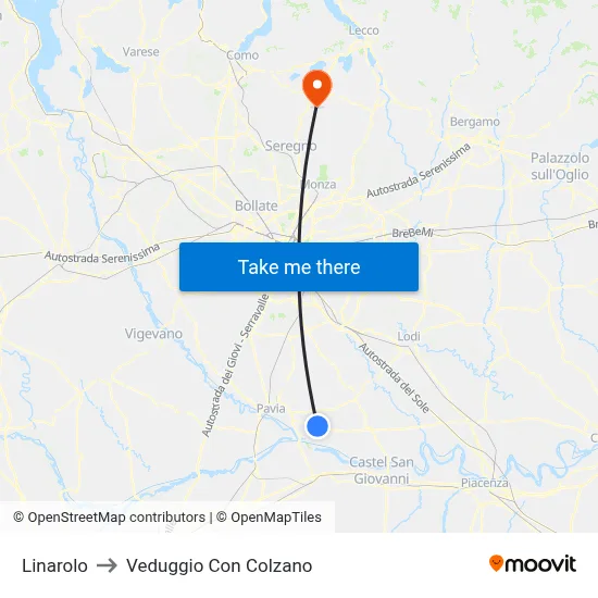 Linarolo to Veduggio con Colzano map