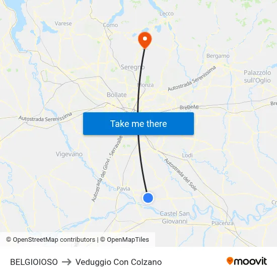 BELGIOIOSO to Veduggio Con Colzano map