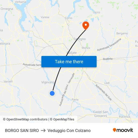 BORGO SAN SIRO to Veduggio Con Colzano map