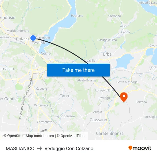 MASLIANICO to Veduggio Con Colzano map