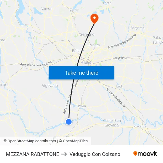 MEZZANA RABATTONE to Veduggio Con Colzano map