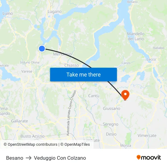 Besano to Veduggio Con Colzano map