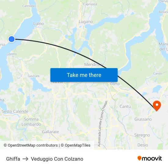 Ghiffa to Veduggio con Colzano map