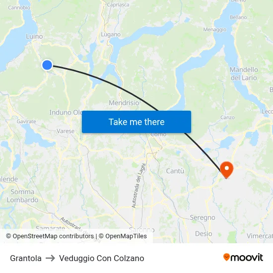 Grantola to Veduggio con Colzano map