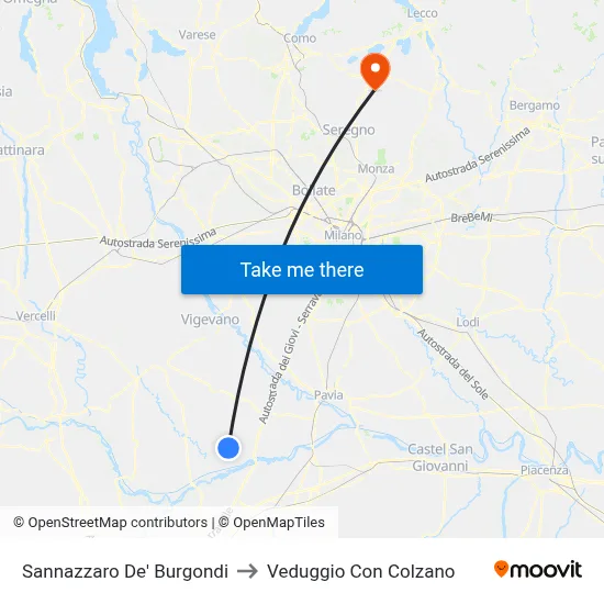 Sannazzaro De' Burgondi to Veduggio Con Colzano map