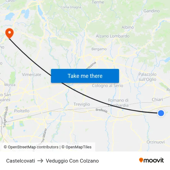 Castelcovati to Veduggio Con Colzano map
