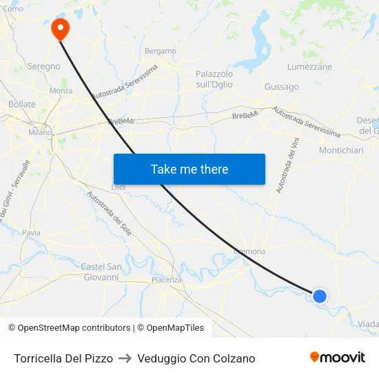 Torricella Del Pizzo to Veduggio con Colzano map