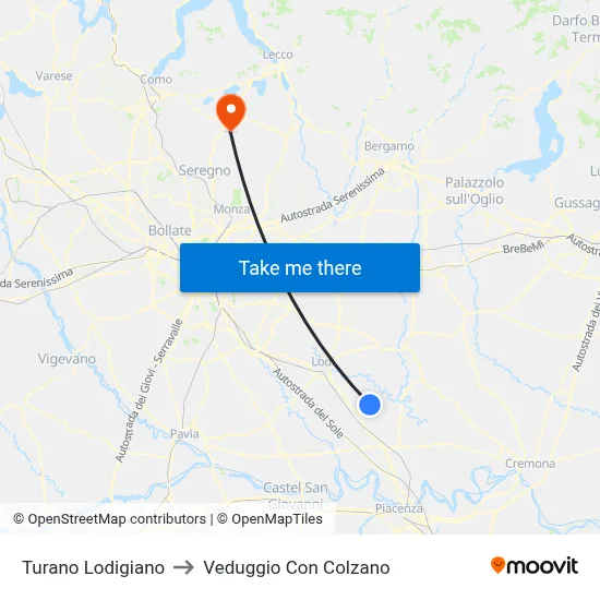Turano Lodigiano to Veduggio Con Colzano map