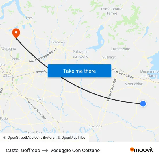 Castel Goffredo to Veduggio Con Colzano map