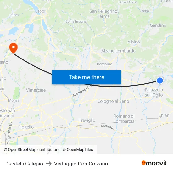 Castelli Calepio to Veduggio Con Colzano map