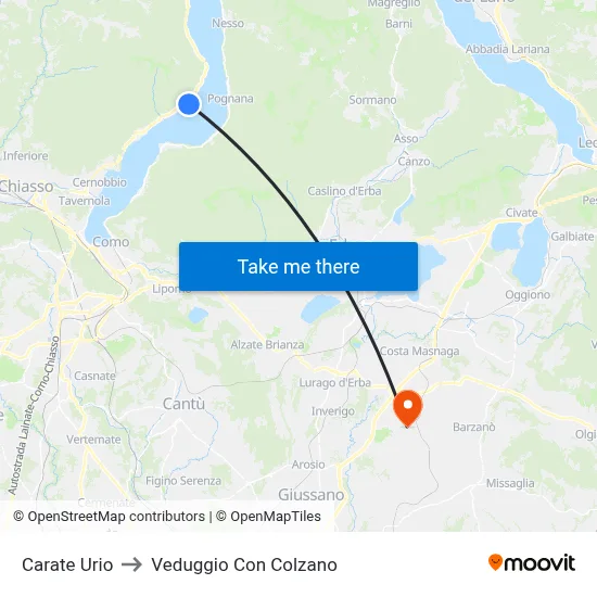 Carate Urio to Veduggio Con Colzano map