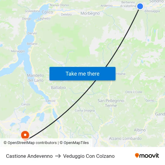 Castione Andevenno to Veduggio con Colzano map