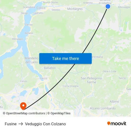 Fusine to Veduggio con Colzano map