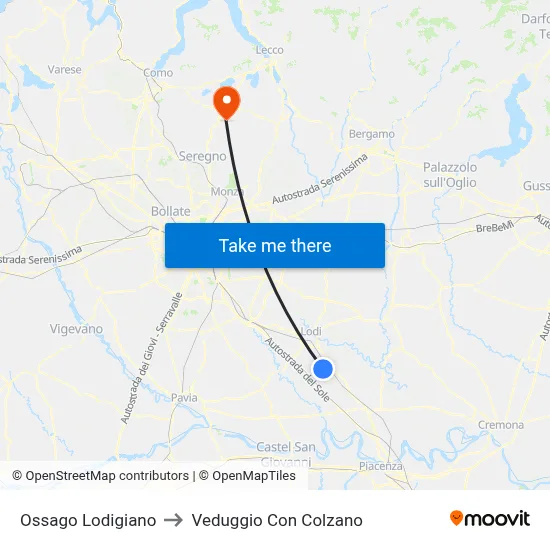 Ossago Lodigiano to Veduggio Con Colzano map