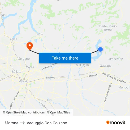 Marone to Veduggio con Colzano map