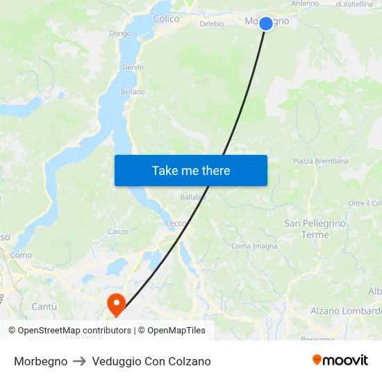 Morbegno to Veduggio Con Colzano map