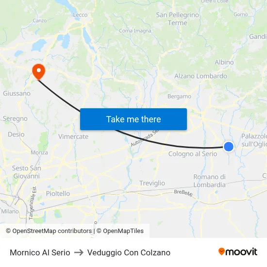 Mornico Al Serio to Veduggio Con Colzano map