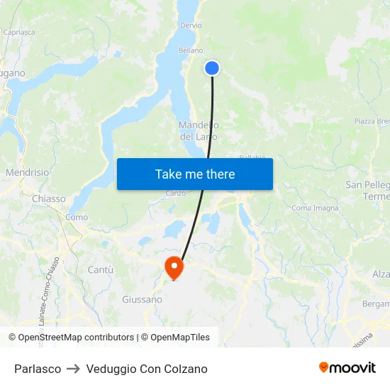 Parlasco to Veduggio Con Colzano map