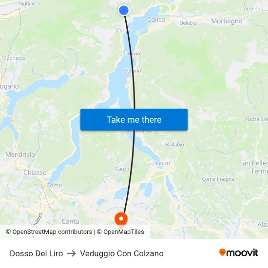 Dosso Del Liro to Veduggio con Colzano map