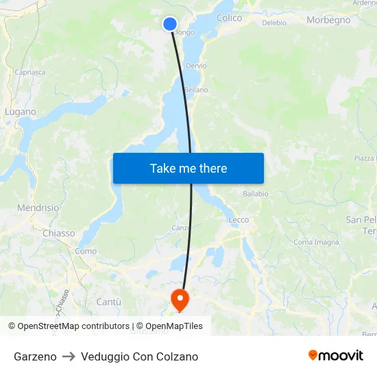 Garzeno to Veduggio con Colzano map