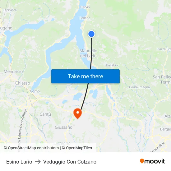 Esino Lario to Veduggio con Colzano map