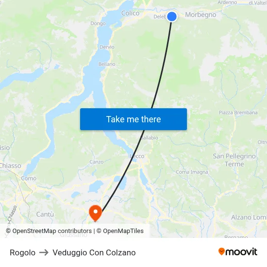 Rogolo to Veduggio Con Colzano map