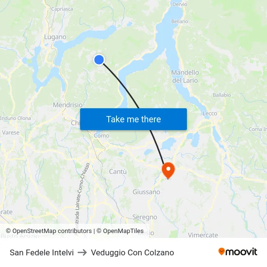 San Fedele Intelvi to Veduggio Con Colzano map