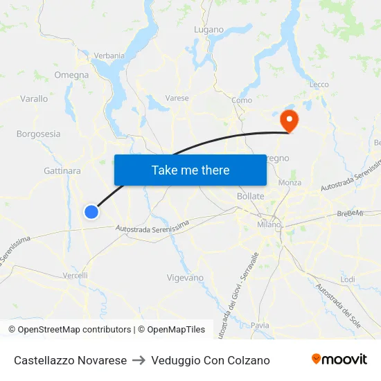 Castellazzo Novarese to Veduggio Con Colzano map