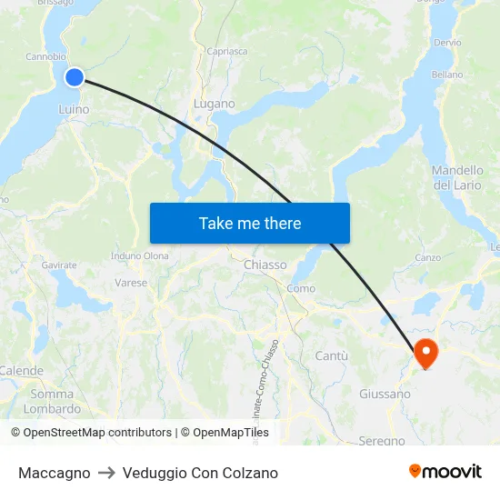 Maccagno to Veduggio con Colzano map