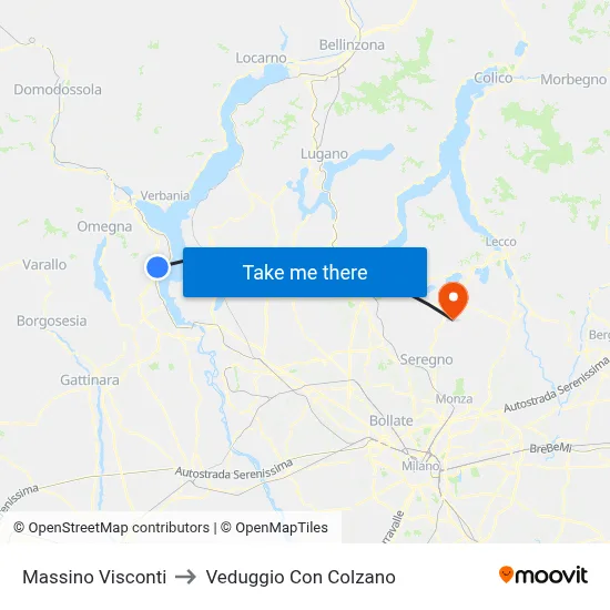 Massino Visconti to Veduggio con Colzano map