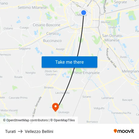 Turati to Vellezzo Bellini map