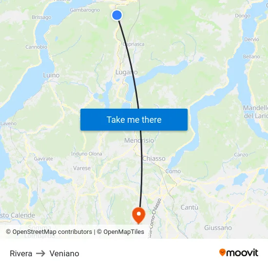 Rivera to Veniano map