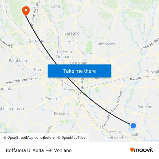 Boffalora D'Adda to Veniano map