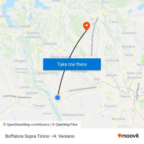 Boffalora Sopra Ticino to Veniano map