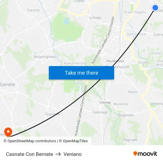 Casnate Con Bernate to Veniano map