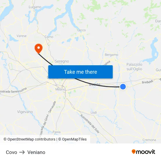 Covo to Veniano map