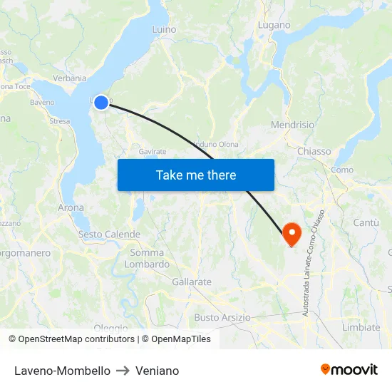 Laveno-Mombello to Veniano map