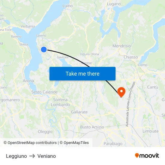 Leggiuno to Veniano map